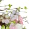 18'' Pink & Green Hydrangeas w/ Cotton Artificial Wreath